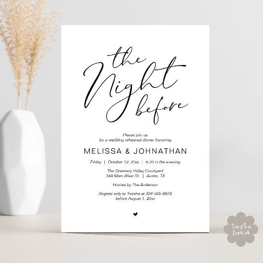 Invitation The Night Before Romantic Wedding Rehearsal Party