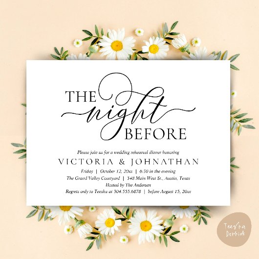 Invitation The Night Before, Wedding Rehearsal Dinner Party