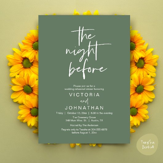 Invitation The Night Before, Wedding Rehearsal Dinner Party