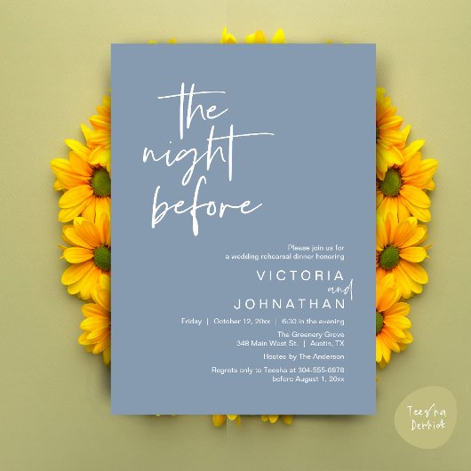 Invitation The Night Before, Wedding Rehearsal Party Dinner
