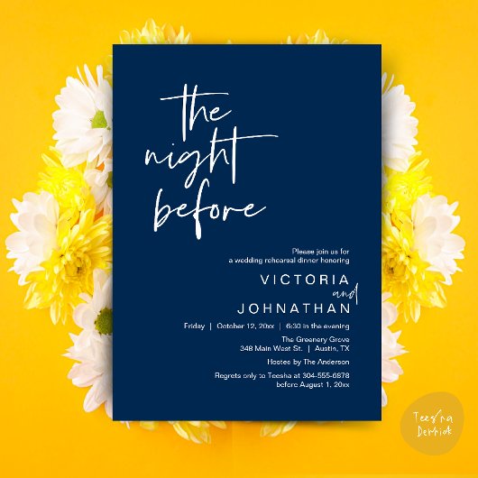 Invitation The Night Before, Wedding Rehearsal Party Dinner