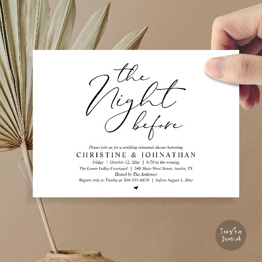 Invitation The Night Before Wedding Rehearsal Romantic Dinner