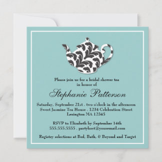 Invitation Thé noir et blanc chic de Fête de la mariée de