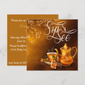 Invitation Thé nostalgique Sip et voir Baby shower (Devant / Derrière)