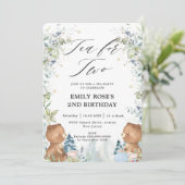 Invitation Thé Nounours mignon pour deux 2e fête d'anniversai (Debout devant)