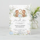Invitation Thé Nounours mignon pour deux 2e fête d'anniversai (Debout devant)