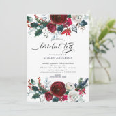 Invitation Thé nuptial à Fête des mariées florale (Debout devant)