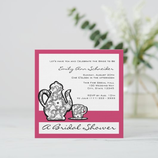 Invitation Thé nuptial avec couleur changeable (Debout devant)