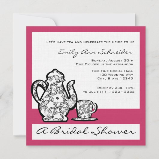 Invitation Thé nuptial avec couleur changeable (Devant)