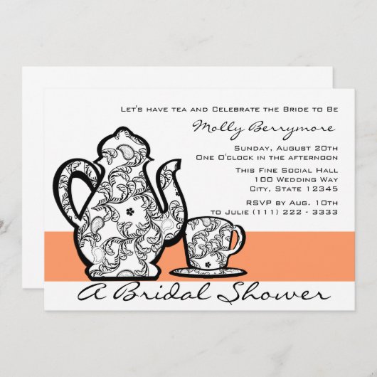 Invitation Thé nuptial avec couleur changeable (Devant / Derrière)