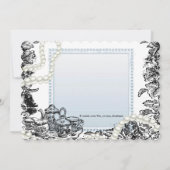 Invitation Thé nuptial bleu perles vintages (Dos)