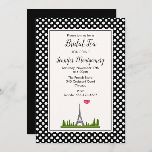 Invitation Thé nuptial de la Tour Eiffel (Devant / Derrière)