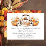 Invitation Thé nuptial floral d'automne de charme<br><div class="desc">Cette charmante invitation présente un dessin d'aquarelle d'une théière aux fleurs d'automne et d'un citrouille. C'est la façon idéale d'invitation vos amis et votre famille pour célébrer la future mariée.</div>