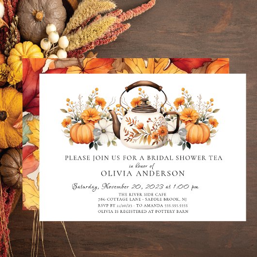 Invitation Thé nuptial floral d'automne de charme