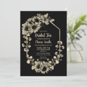 Invitation Thé nuptial floral de tournesol noir (Debout devant)