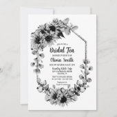 Invitation Thé nuptial floral de tournesol noir et blanc (Devant)