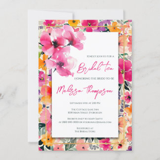 Invitation Thé nuptial floral, Fête des mariées