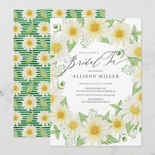 Invitation Thé nuptial Floral Fraîché (Devant / Derrière)