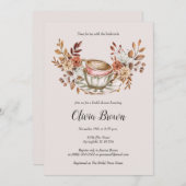 Invitation Thé nuptial floral rustique (Devant / Derrière)