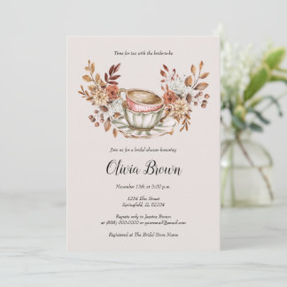 Invitation Thé nuptial floral rustique
