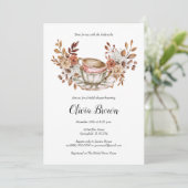 Invitation Thé nuptial floral rustique (Debout devant)
