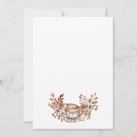 Invitation Thé nuptial floral rustique (Dos)