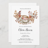 Invitation Thé nuptial floral rustique (Devant / Derrière)