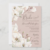 Invitation Thé nuptial Mauve Magnolia (Devant)