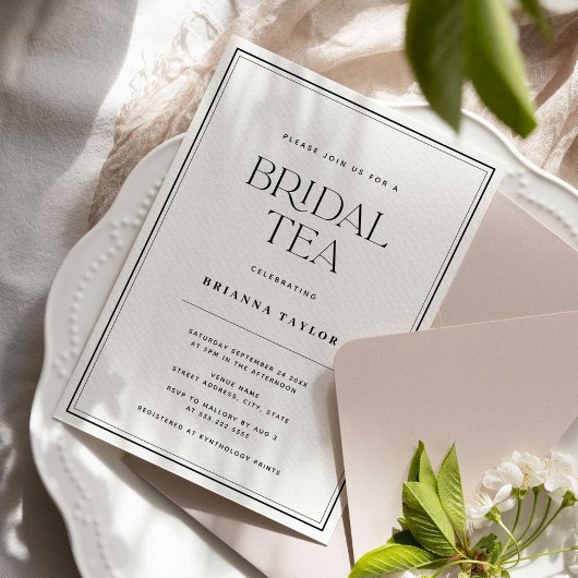 Invitation Thé nuptial noir et blanc moderne