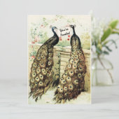 Invitation Thé nuptial Peacocks vintage (Debout devant)