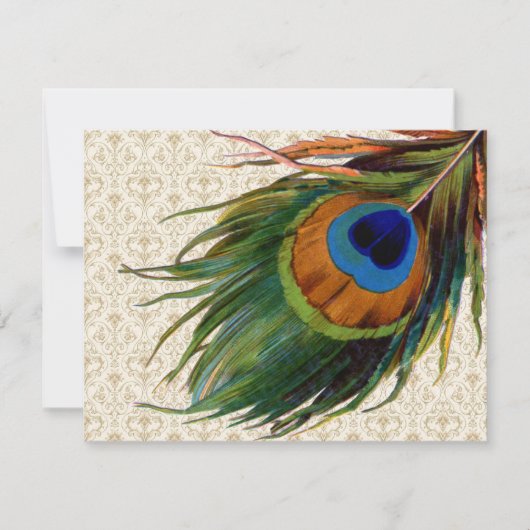 Invitation Thé nuptial vintage Peacock Feathers (Devant)