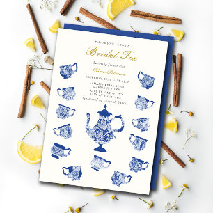 Invitation Thé nuptiale Chinoiserie dentelle Marine Douche