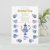 Invitation Thé nuptiale Chinoiserie dentelle moderne Marine D (Debout devant)