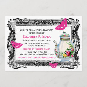 Invitation Thé nuptiale de jardin français