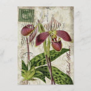 Invitation thé nuptiale floral de douche d'orchidée vintage