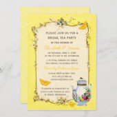 Invitation Thé nuptiale français vintage jaune (Devant / Derrière)
