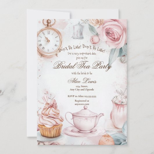 Invitation Thé nuptiale invitation, Alice nuptiale thé (Devant)