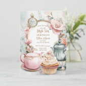 Invitation Thé nuptiale invitation, Alice nuptiale thé (Debout devant)