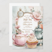 Invitation Thé nuptiale invitation, Alice nuptiale thé (Devant / Derrière)