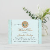 Invitation Thé nuptiale minable vintage de turquoise (Debout devant)