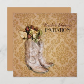 Invitation thé nuptiale occidental de douche de bottes de (Devant / Derrière)