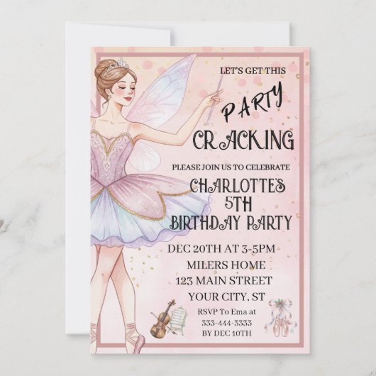 Invitation The Nutcracker Christmas Ballet Birthday (Devant)