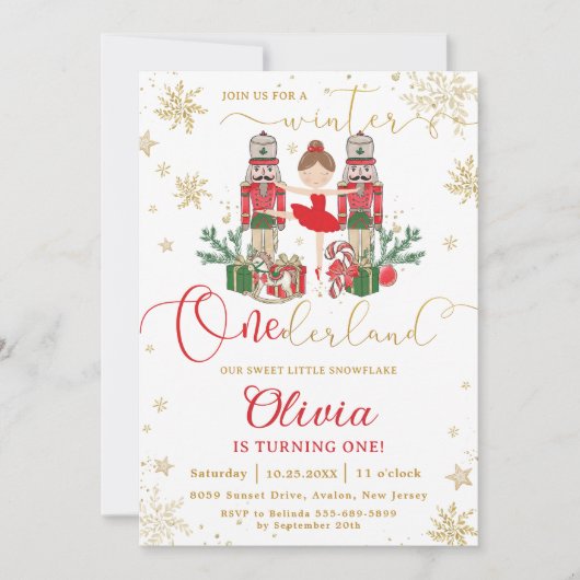 Invitation The Nutcracker Winter Onederland 1st Birthday Red (Devant)