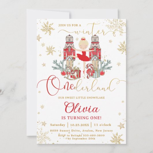 Invitation The Nutcracker Winter Onederland 1st Birthday Red (Devant)