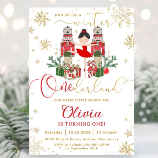 Invitation The Nutcracker Winter Onederland 1st Birthday Red