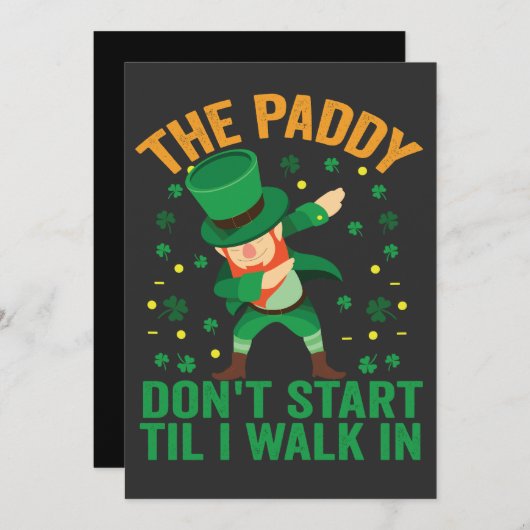 Invitation The Paddy Don't Start Till I Walk in St Patrick (Devant / Derrière)