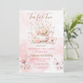 Invitation Thé Papillon pour deux Tea Rose fête Anniversaire (Debout devant)