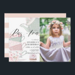 Invitation Thé Par Thé Floral Teapot rose Anniversaire Photo<br><div class="desc">Cette mignonne invitation à la fête du thé d'anniversaire présente un arrière - plan blanc avec une théière et des tasses à thé avec des fleurs. L'envers est orné d'un arrière - plan blanc aux rayures roses rousses. Personnalisez-le selon vos besoins. Vous pouvez trouver des produits correspondants dans mon magasin....</div>