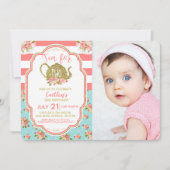 Invitation Thé Parties scintillant Or pour deux photos d'anni (Devant)