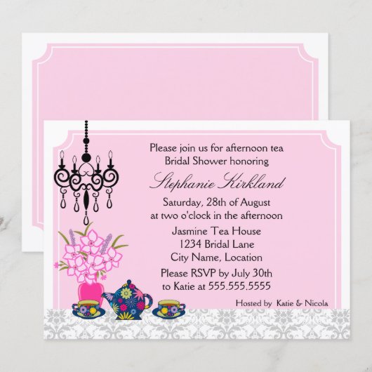Invitation Thé Party Élégant (Devant / Derrière)